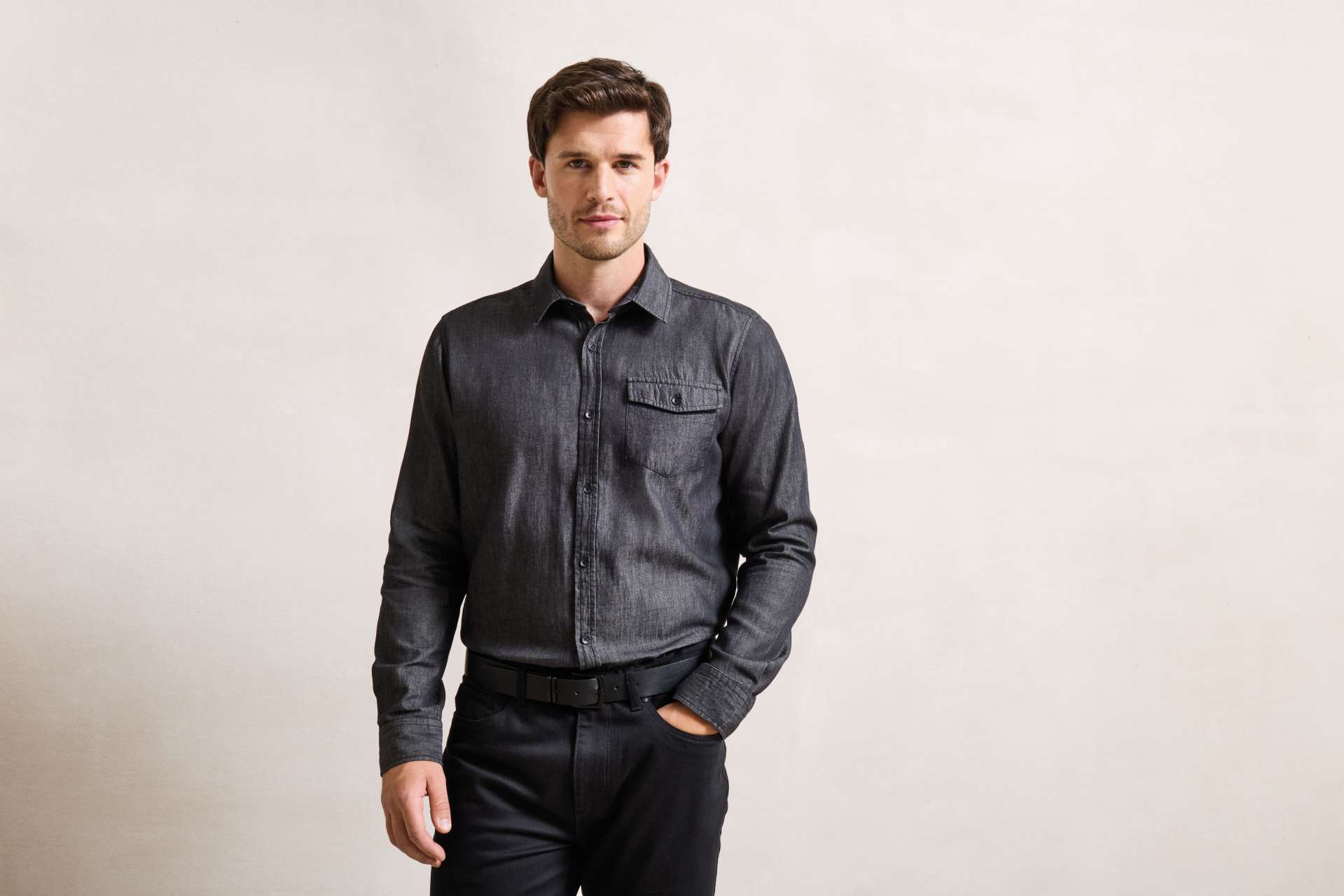 FÉRFI DENIM ING FARMER STÍLUSÚ TŰZÉSSEL