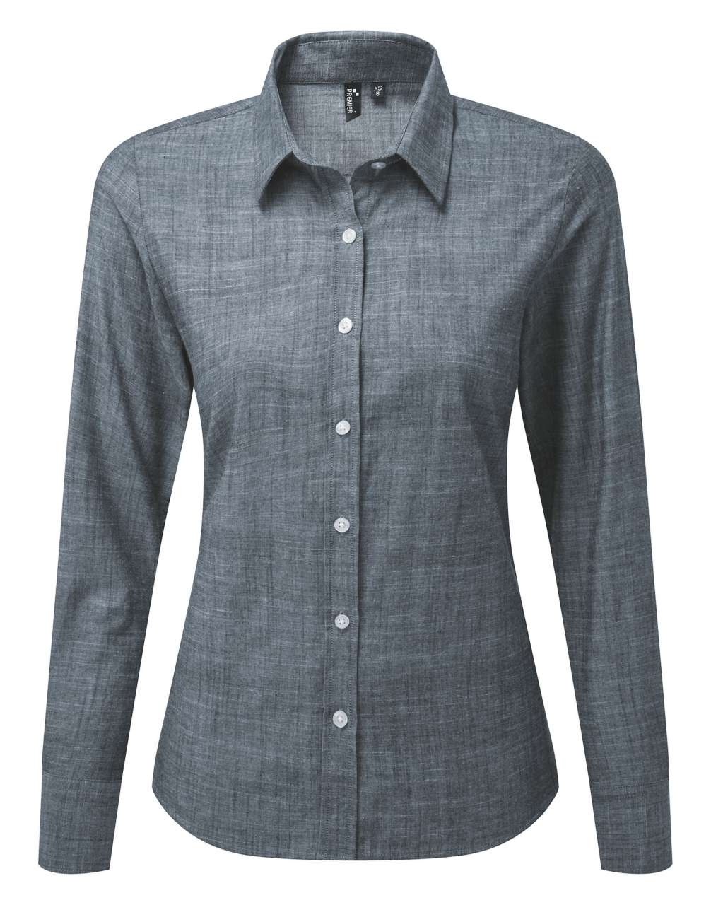 NŐI HOSSZÚ UJJÚ STRUKTURÁLT PAMUT CHAMBRAY ING